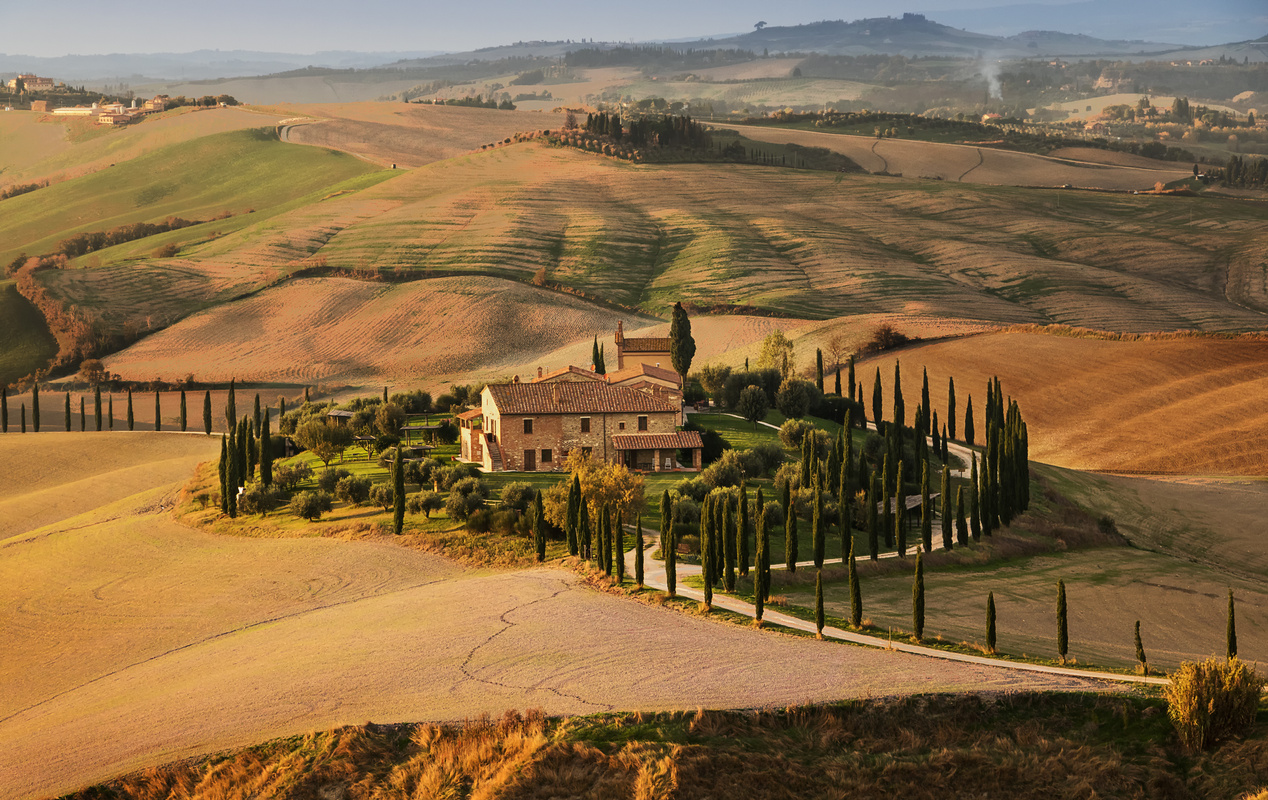 Golden Autumn in Val d'Orcia, Tuscany. Italy. Tuscany landscape. Europa
